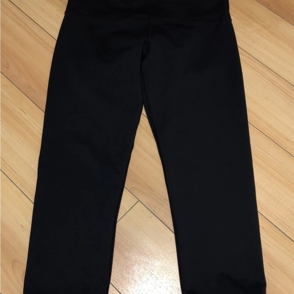 LULULEMON ATHLETICA Black-Gray Reversible Luon WUNDER UNDER CROP PANTS/ Tights 6 - Picture 2 of 6